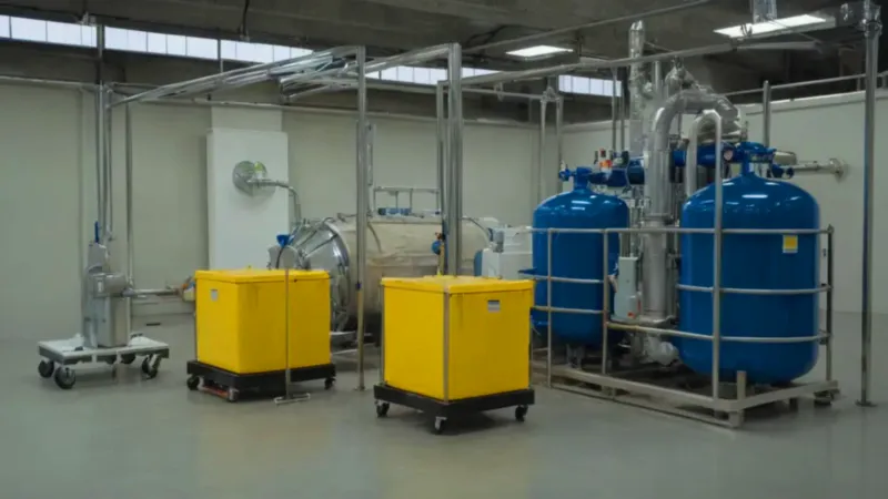 Técnico junto a un reactor químico industrial