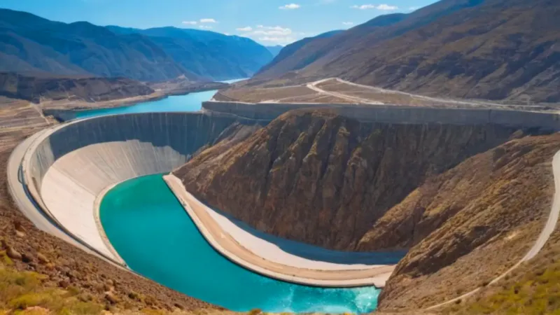 Una presa inmensa domina el paisaje