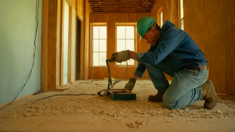 Un electricista trabaja en una construcción