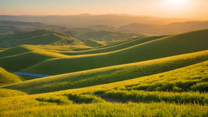 Paisaje armónico de naturaleza y energía renovable