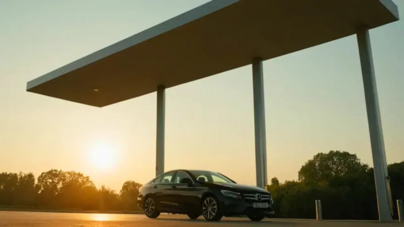 Coche repostando en una moderna gasolinera