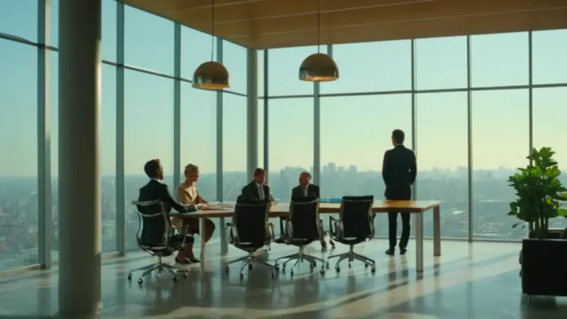 Reunión de negocios en una oficina moderna