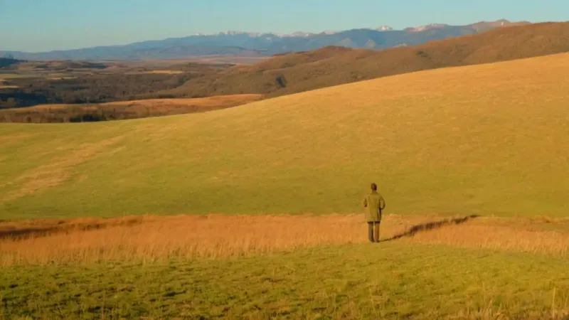 Una figura solitaria contempla el vasto paisaje