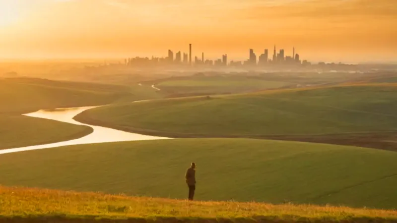 Atardecer solitario sobre el paisaje urbano