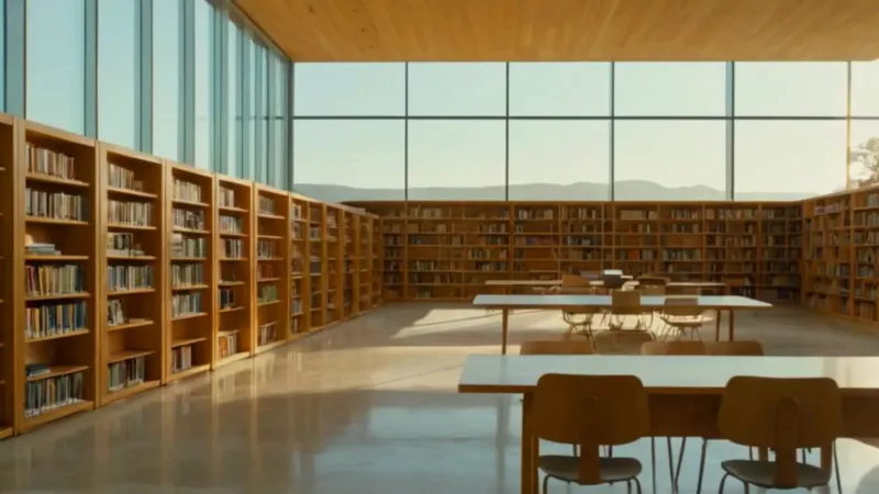 Silenciosa concentración en una biblioteca luminosa