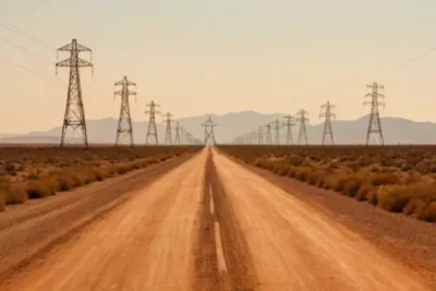Las torres eléctricas dominan el paisaje árido