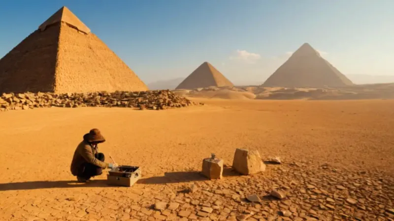 Un científico ante una pirámide ancestral