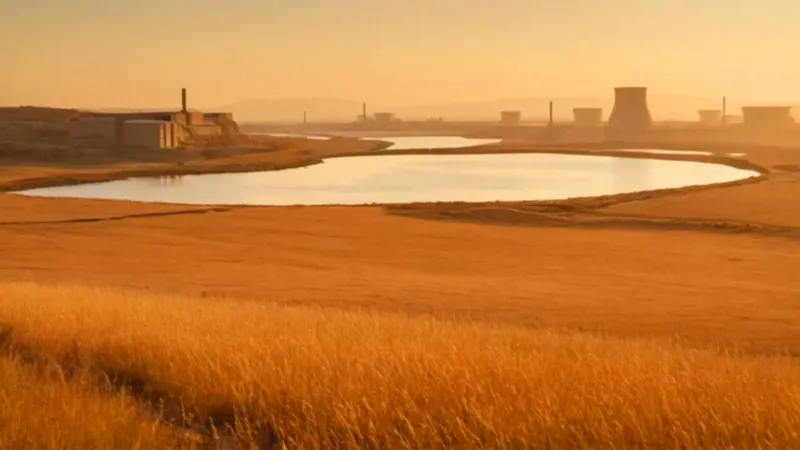 Figura solitaria contempla el paisaje industrial