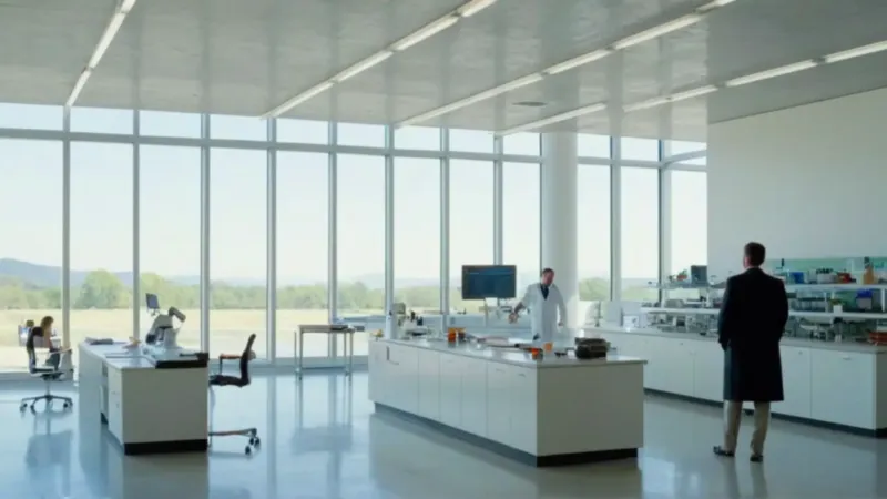 Un científico contempla un diagrama en laboratorio