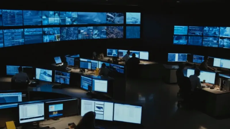 Centro de mando iluminado por pantallas