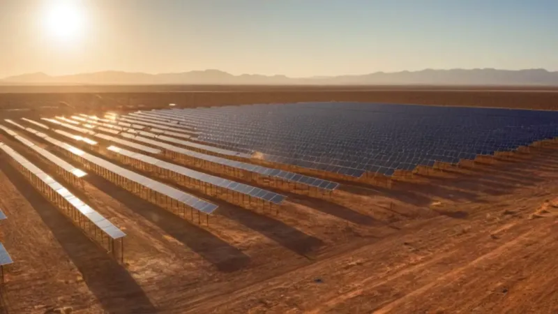Inmenso campo solar en el desierto
