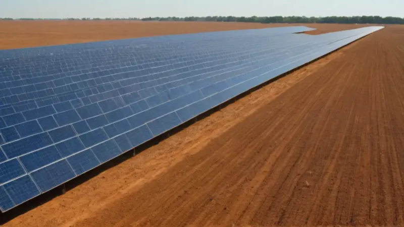 Paneles solares cubren un extenso campo