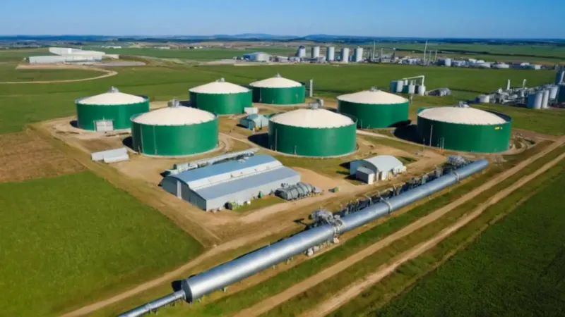 Enorme planta industrial en el campo