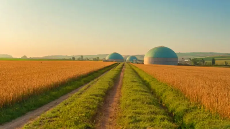 Atardecer industrial en un paisaje rural