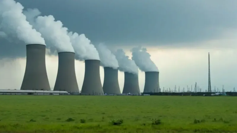 Un desolado paisaje industrial bajo cielo gris