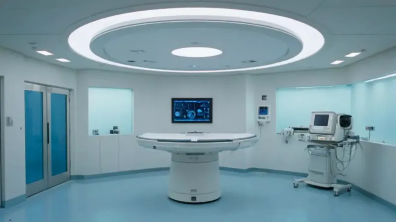 Técnico opera un moderno escáner médico
