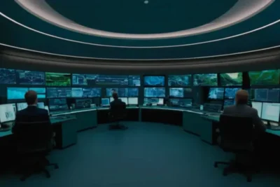 Operador solitario en un inmenso centro de control