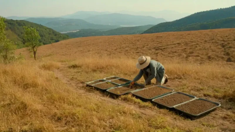 Un agricultor reforesta una inmensa ladera