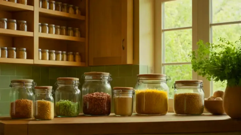Organizando la despensa en una cocina luminosa