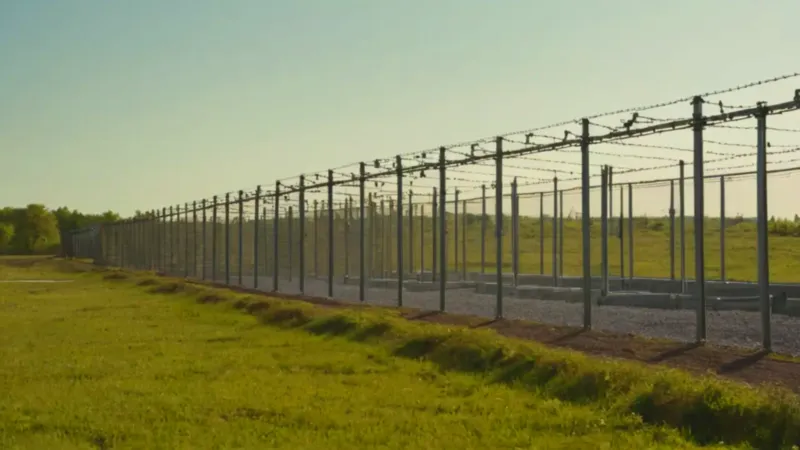 Subestación eléctrica con un trabajador solitario