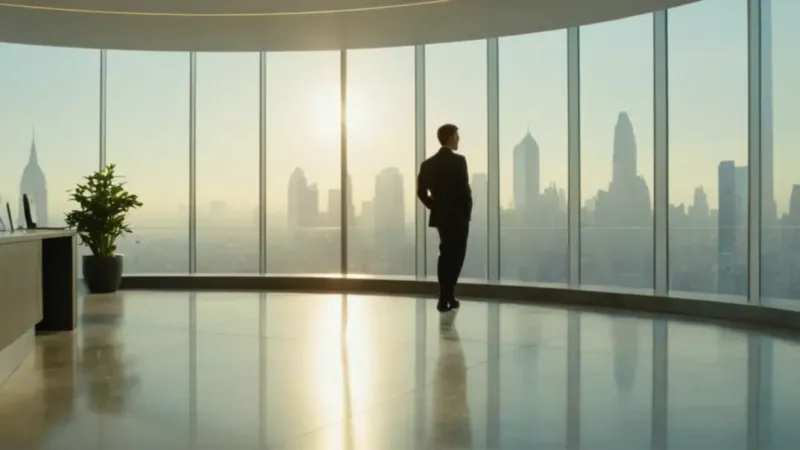 Oficina moderna y tecnológica con amplias vistas