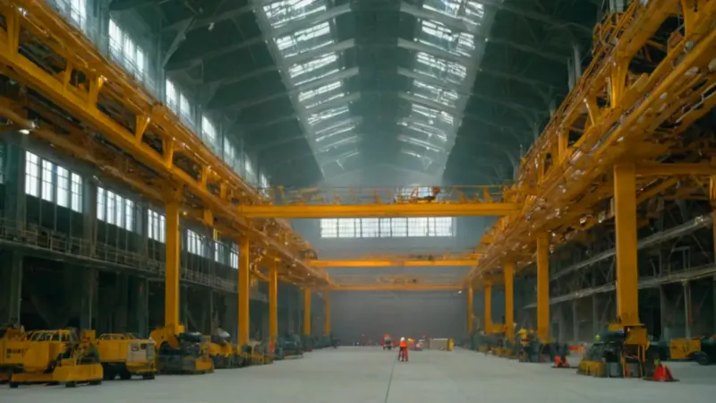 Hombre diminuto ante una turbina colosal