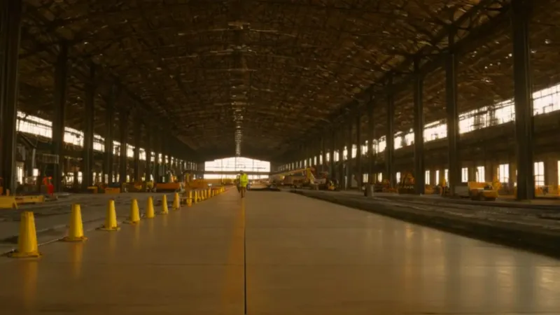 Un ingeniero revisa una turbina colosal