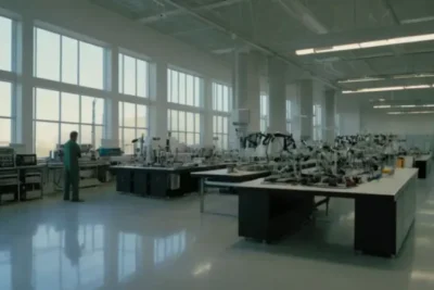 Figura solitaria en un laboratorio avanzado